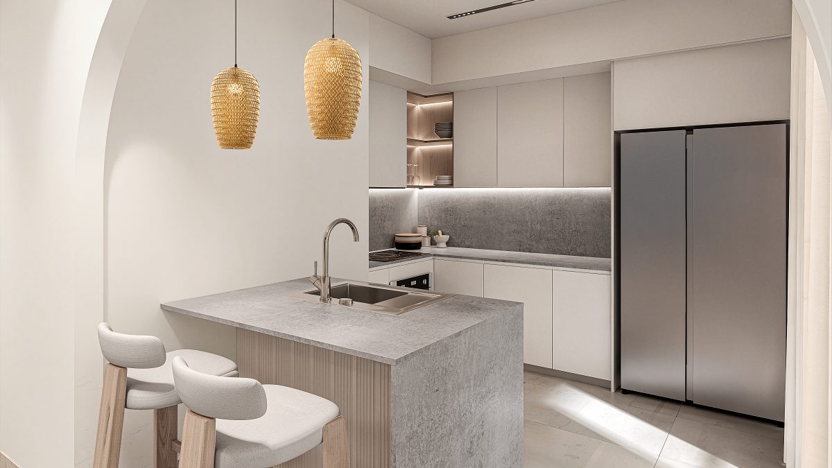 Designer open-plan living interior